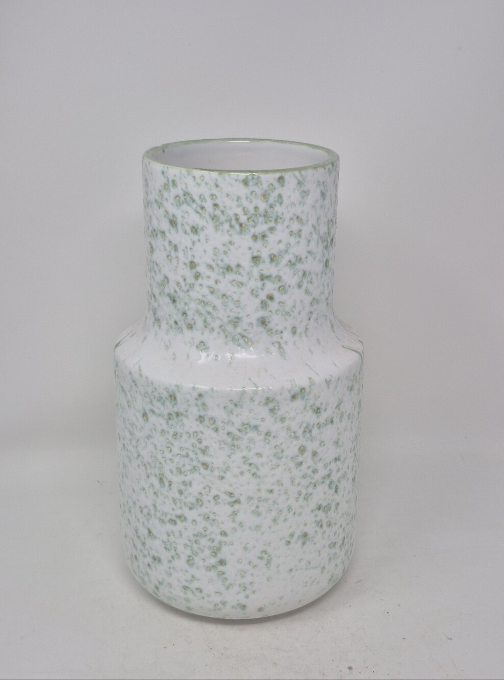 Ceramic Vase White And Green Textured Glaze